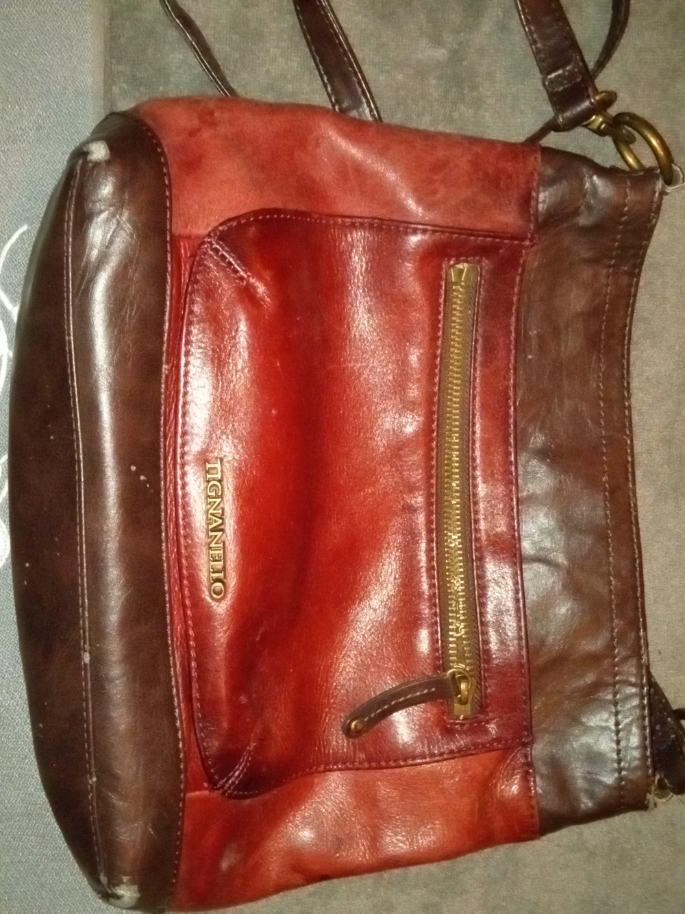 Tignanello Men's Two-Tone Brown Leather Crossbody Bag